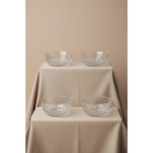 Bereketli Store Paşabahçe Echo 4'lü Kristal Detaylı Cam Bowl Kase – Çerezlik, Tatlı ve Sunum Kasesi