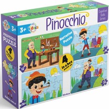 Pinocchio (Pinokyo) Hikayeli ve Kademeli Puzzle (4 Puzzle 1 Arada)
