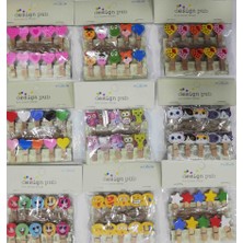 EkoAlışverişDünyam 10'lu Şekilli Ahşap Mandallar 3.5cm (10'lu Set-10 Paket)