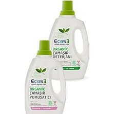 Ecos3 Organik Sıvı Çamaşır Deterjanı 750ML+ Çamaşır Yumuşatıcı 750ML 2'li Set