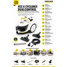 Karcher Kärcher Dualcontrol 800W Toz Torbasız Elektrikli Süpürge, Ultraview LED Başlık, Hepa 13 Filtre, 1.5l Xl Hazne, Turbo Başlık, Metal Teleskopik Boru, Beyaz