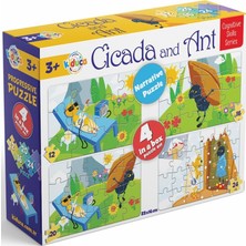 Cicada And Ant (Ağustos Böceği Ile Karınca) Hikayeli ve Kademeli Puzzle (4 Puzzle 1 Arada)