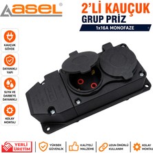 Asel 2'li Kauçuk Topraklı Grup Priz 16A