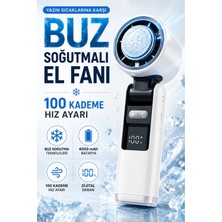Tekno Drone Premium Turbo Buz Soğutmalı El Fanı 100 Kademe Ayarlı 4000 Mah Taşınabilir Soğutucu Fan