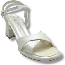 Erbay 405-26 Cilt Deri Çapraz Bant Kalın Topuk Kadın Sandalet 41-42(7cm)
