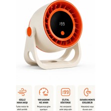 Tekno Drone 199 Kademeli Şarjlı Mini Turbo Vantilatör Dijital Ekranlı Güçlü Hava Akışlı Masaüstü Fan 1200 Mah