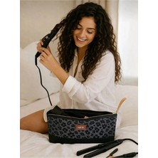 Premini Şık Leopar Tasarımlı Çok Amaçlı Saç Şekillendirme Çantası 38X16X16