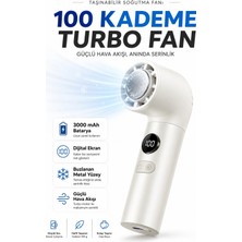 XBeam Buzlanan Turbo Fanlı El Vantilatör 100 Kademe Hız Ayarlı Dijital Ekranlı 3000 Mah Turbo Fan