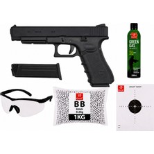 We G34 Gen4  Airsoft  Greengas, BB ve Koruyucu Gözlük,Hedef Kağıdı Hediyeli