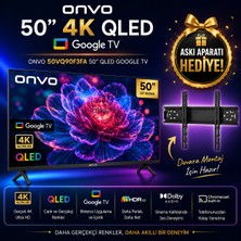 Onvo 50VQ90F3UA 50'' 140 Ekran Uydu Alıcılı 4K Ultra Hd Google Smart QLED Tv+ Askı Aparatı Hediye