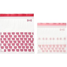 Kilitlenebilir Buzdolabı Poşeti, Kırmızı-Pembe, 2,5 Lt ve 1,2 Lt, 50 Adet