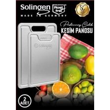 Solingen Paslanmaz Çelik Kesme Tahtası Seti, 2 Parça, Gri Renk, Mutfak Için Profesyonel Doğram