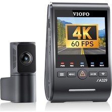 Viofo A329S 2 Kameralı Ön+Arka 4K 60FPS+2K Wi-Fi 6 Hdr Starvıs 2 Sensör Gps'li SSD Destekli Araç