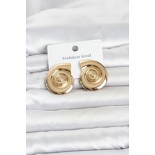 Lumina 316L Çelik Gold Renk Deniz Kabuğu Form Kadın Küpe 5886