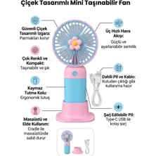 Dinç Segyhome Mini USB Şarjlı Fan Güçlü Taşınabilir Sessiz Özellikli Mavi Renkli