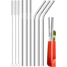 Orret Home 6’lı Krom Paslanmaz Metal Pipet Seti – 3 Adet Pipet Temizleme Fırçası Hediyeli, �
