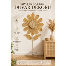 Penthouse El Yapımı Papatya Rattan Duvar Dekoru 50X95 cm Doğal Rattan Bohem Duvar Süsü Salon Oturma Odası Dekorasyonu