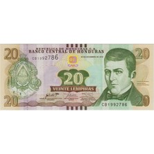 Banknoting Honduras 20 Lempira 2016 Çil.