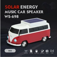 Tastech Minibüs Tasarımlı Bluetooth Speaker Sd Kart USB Fm Radyolu Şarjlı Taşınabilir Kablosuz Hoparlör-Kırmızı