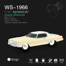 Tastech Nostaljik Araba Şeklinde Bluetooth Hoparlör Şarjlı Taşınabilir Sd Kart USB Fm Radyolu Speaker-Bej