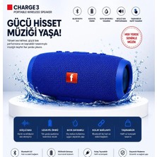 Tastech Charge3 Bluetooth Hoparlör USB ve Hafıza Kartı Girişli Fm Radyolu Şarjlı Taşınabilir Kablosuz Speaker Mp3 Çalar Tüm Cihazlara Uyumlu-Lacivert