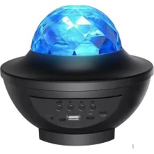 Tastech Şarjlı Bluetooth Hoparlör Parti LED Lambası Yıldızlı Projeksiyon Galaxy Lazer Işıklı Disko Topu-Siyah