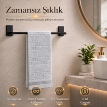 Alper Banyo Premium Siyah Uzun Havlu Askısı 40 Cm, 304 Paslanmaz Çelik Yapışkanlı Havluluk, 5 Yıl Garantili
