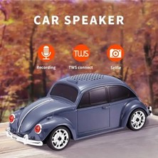 Tastech Nostaljik Araba Şeklinde Bluetooth Speaker Sd Kart USB Fm Radyolu Şarjlı Kablosuz Hoparlör-Gri
