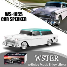 Tastech Nostaljik Araba Şeklinde Bluetooth Hoparlör Sd Kart USB Fm Radyolu Şarjlı Taşınabilir Speaker-Beyaz