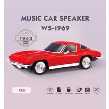 Tastech Nostaljik Araba Şeklinde Bluetooth Hoparlör Sd Kart USB Fm Radyolu Şarjlı LED Işıklı Speaker-Kırmızı