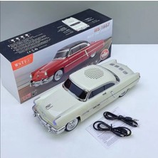 Tastech Nostaljik Araba Şeklinde Bluetooth Hoparlör Sd Kart USB Fm Radyolu Şarjlı Taşınabilir Speaker-Bej