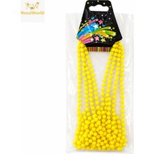 Nessi World Neon Sarı Boncuk Kolye 80 cm – Retro 80’ler 90’lar Parti Aksesuarı