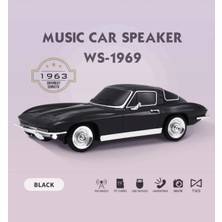 Tastech Nostaljik Araba Şeklinde Bluetooth Hoparlör Sd Kart USB Fm Radyolu Şarjlı LED Işıklı Speaker-Siyah