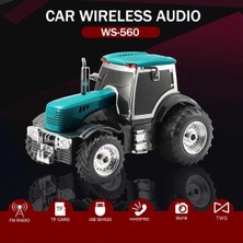 Tastech Traktör Görünümlü Bluetooth Hoparlör Sd Kart USB Fm Radyolu Şarjlı Taşınabilir Speaker-Turkuaz