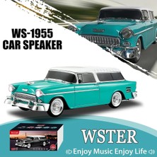 Tastech Nostaljik Araba Şeklinde Bluetooth Hoparlör Sd Kart USB Fm Radyolu Şarjlı Taşınabilir Speaker-Turkuaz