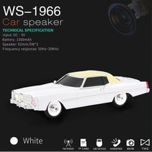 Tastech Nostaljik Araba Şeklinde Bluetooth Hoparlör Şarjlı Taşınabilir Sd Kart USB Fm Radyolu Speaker-Beyaz