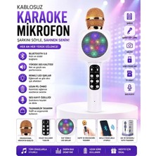 Tastech WS-1816 Bluetooth Speaker Karaoke Mikrofonlu Kablosuz Hoparlör Hafıza Kartı ve USB Girişli Şarjlı Rgb LED Işıklı Müzikçalar-Beyaz