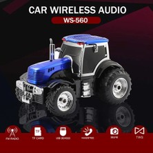 Tastech Traktör Görünümlü Bluetooth Hoparlör Sd Kart USB Fm Radyolu Şarjlı Taşınabilir Speaker-Lacivert