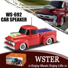 Tastech Kamyonet Şeklinde Bluetooth Speaker Sd Kart USB Fm Radyolu Şarjlı Taşınabilir Kablosuz Hoparlör-Kırmızı