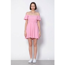 Berru Butik Puf Kollu Bel Büzgülü Mini Elbise