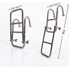Sealux Katlanabilir Paslanmaz Tutamaklı Tekne Merdiveni (2+1 Basamaklı) En: 24.5 cm Boy: 80 cm
