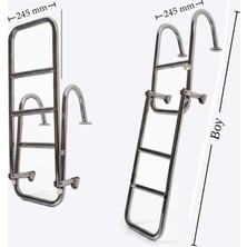 Sealux Katlanabilir Paslanmaz Tutamaklı Tekne Merdiveni (2+2 Basamaklı) En: 24.5 cm Boy: 103 cm