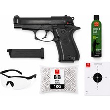 We M84 Siyah Airsoft  Greengas, BB ve Koruyucu Gözlük,Hedef Kağıdı Hediyeli