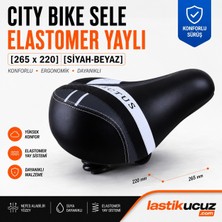 Rectus City Bike Elastomer Yaylı Bisiklet Selesi 265X220 mm Siyah-Beyaz Ergonomik Konforlu Sele