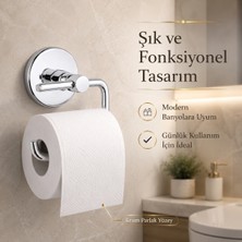 Alper Banyo Rosa Model Krom Tuvalet Kağıtlığı, 304 Paslanmaz Çelik Açık Tuvalet Kağıdı Askısı, Yapışkanlı ve Vidalı Montajlı, 5 Yıl Garantili