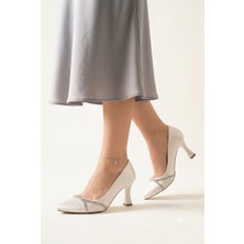 Gönbeler Taş Detaylı Saten Abiye Stiletto - 7 cm Ideal Topuk Boyu - Zarif Düğün ve Nişan Ayakkabısı