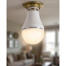 Kuzgun Ticaret Şarjlı LED Ampul 6500K Soğuk Beyaz E27 Duy Enerji Tasarruflu - Lisinya