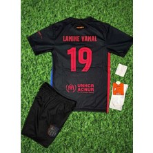 Candy Cup Barcelona Yeni Sezon Lamine Yamal Deplasman Çocuk Forması-Siyah 4lü Set Çorap-Bileklik