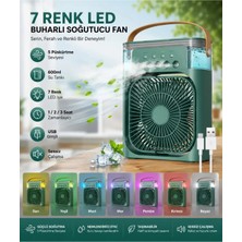Tastech TST-2502CLR Buzlu Fan 600ML Su Hazneli Su Buharı Püskürtmeli Masaüstü Vantilatör Zaman Ayarlı Serinletici Mini Klima LED Işıklı ve Koku Hazneli-Haki