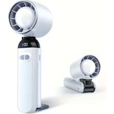 Tastech Şarjlı El Fanı 12000RPM 0-120 Hız Ayarı Masaüstü Vantilatör Mini Fan -Beyaz